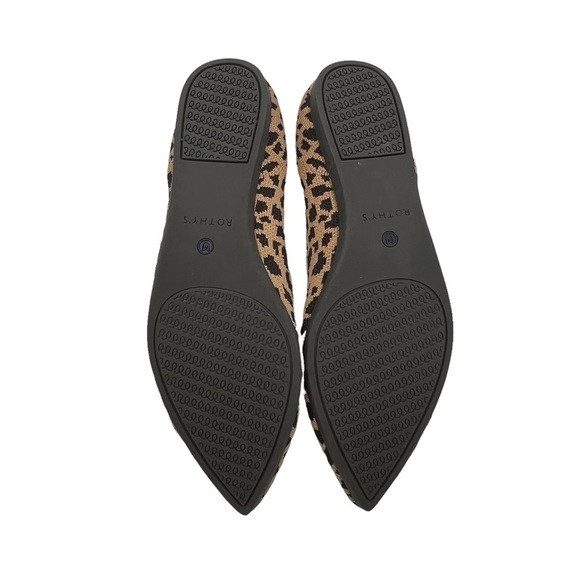 Rothy's Tan Black Leopard Animal Print Pointed Toe Slip-On Flats Size 10 Women's - Picture 8 of 8